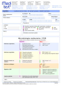 Microbiologie moléculaire / PCR L a b o r a t o i r e s d ` a n a l y s e s