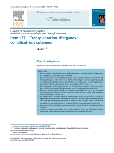 Item 127 — Transplantation d`organes : complications cutanées