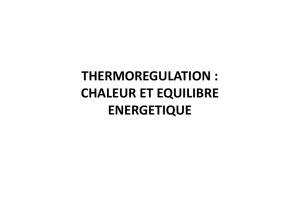 thermoregulation : chaleur et equilibre energetique - E