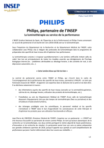 Philips, partenaire de l`INSEP, La luminothérapie au service de la