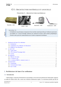 CI 1 : Architecture matérielle et logicielle - Les SII en PTSI PT