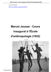 Marcel Jousse - Cours inaugural à l`École d`anthropologie (1932)