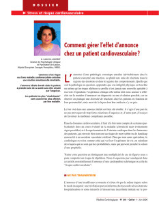 Comment gérer l`effet d`annonce chez un patient cardiovasculaire?