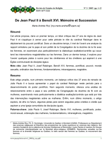 De Jean Paul II à Benoît XVI. Mémoire et Succession - PUC-SP