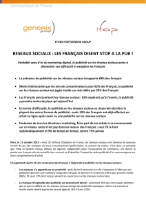 RESEAUX SOCIAUX : LES FRANÇAIS DISENT STOP A LA PUB !