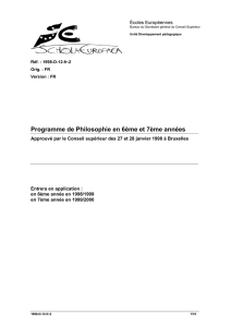 Programme de Philosophie en 6ème et 7ème années