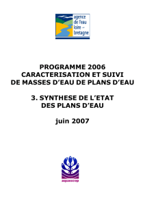 PROGRAMME 2006 CARACTERISATION ET SUIVI DE MASSES D