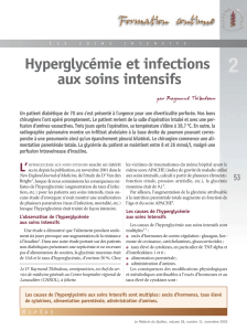 Hyperglycémie et infections aux soins intensifs