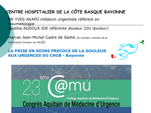 Prise en charge précoce de la douleur aux Urgences. JM. Marras
