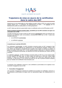 Trajectoire de mise en œuvre de la certification dans le cadre