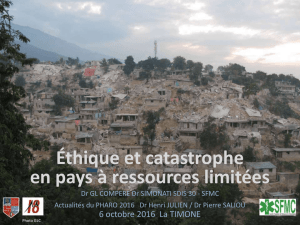 Éthique et catastrophe en pays à ressources limitées