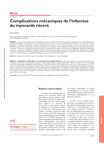 Revue Complications mécaniques de l`infarctus du myocarde récent
