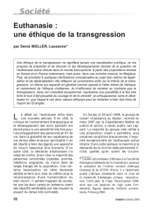 Euthanasie : une éthique de la transgression Société