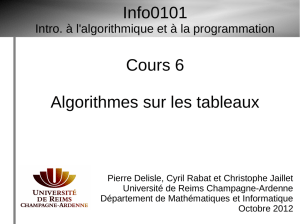 Info0101 Cours 6 Algorithmes sur les tableaux