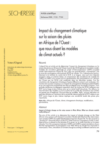 Impact du changement climatique sur la saison des pluies en