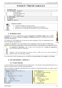 (587) Cours-Tris de tableaux