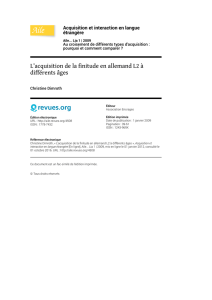 L`acquisition de la finitude en allemand L2 à différents âges