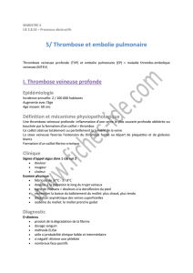 5/ Thrombose et embolie pulmonaire - Fiches