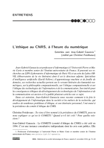 L`éthique au CNRS, à l`heure du numérique