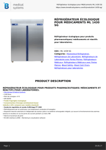 réfrigérateur écologique pour médicaments ml 1430 sg description