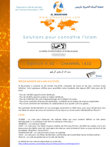 Solutions pour connaître l`Islam Edition n.40 – CHAWWÂL 1 4 3 2