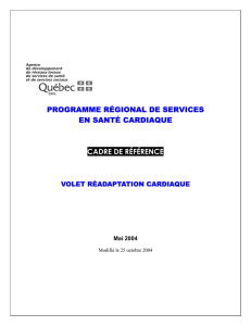 PROGRAMME RÉGIONAL DE SERVICES EN SANTÉ CARDIAQUE