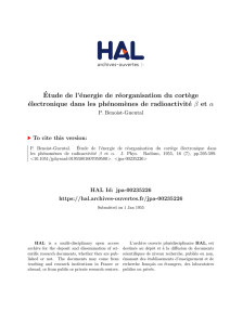 Étude de l`énergie de réorganisation du cortège électronique