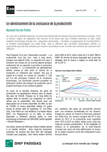 Le ralentissement de la croissance de la productivité