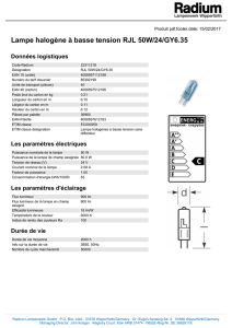 Lampe halogène à basse tension RJL 50W/24/GY6.35