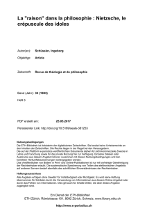 La "raison" dans la philosophie : Nietzsche, le crépuscule des idoles