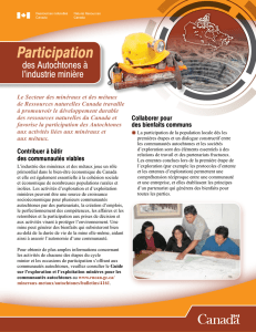Participation des Autochtones à l`industrie minière
