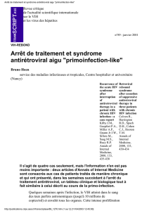 Arrêt de traitement et syndrome antirétroviral aigu "primoinfection