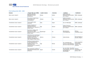 NCCR Molecular Oncology – Structure per period