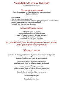 Menu traiteur - “Hotel de Bourgogne” – La Clayette