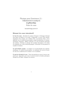 Physique pour Geosciences (1) : THERMODYNAMIQUE CoPG1Th1