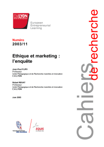 Ethique et marketing : l`enquête