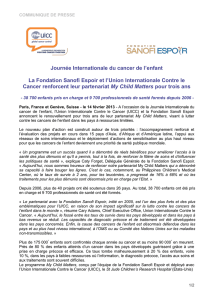 La Fondation Sanofi Espoir et l`Union Internationale Contre le
