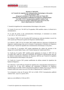Décision n° 2015-0154 de l`ARCEP en date du 10 février 2015