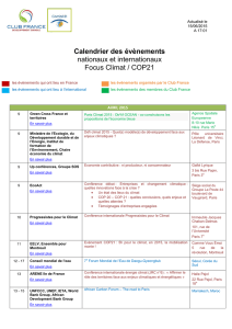 Calendrier des évènements nationaux et internationaux