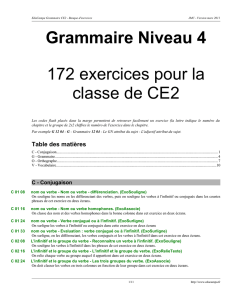 Grammaire Niveau 4 172 exercices pour la classe de