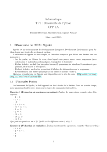 Informatique TP1 : Découverte de Python CPP 1A