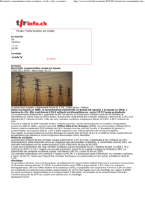 Electricité: consommation suisse en hausse - tsr.ch - info