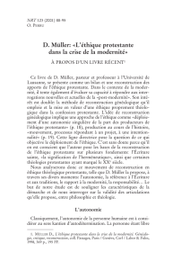 D. Müller: «L`éthique protestante dans la crise de la modernité»