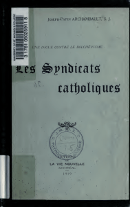 Les syndicats catholiques : une digue contre le bolchévisme