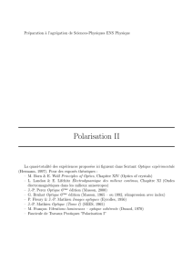 Polarisation II - Préparation à l`Agrégation de Physique