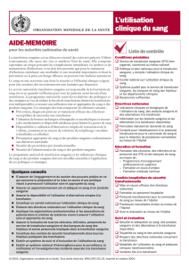 L`utilisation clinique du sang