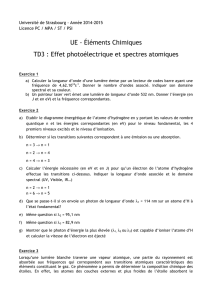 UE - Éléments Chimiques TD3 : Effet photoélectrique et spectres