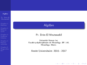Algèbre - Faculté Polydisciplinaire de Khouribga