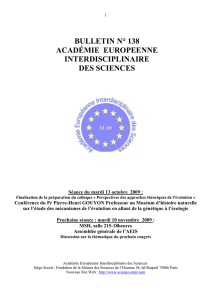 Bulletin n° 138 - Académie Européenne Interdisciplinaire des