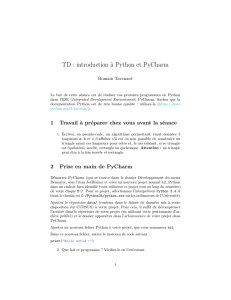 TD : introduction à Python et PyCharm